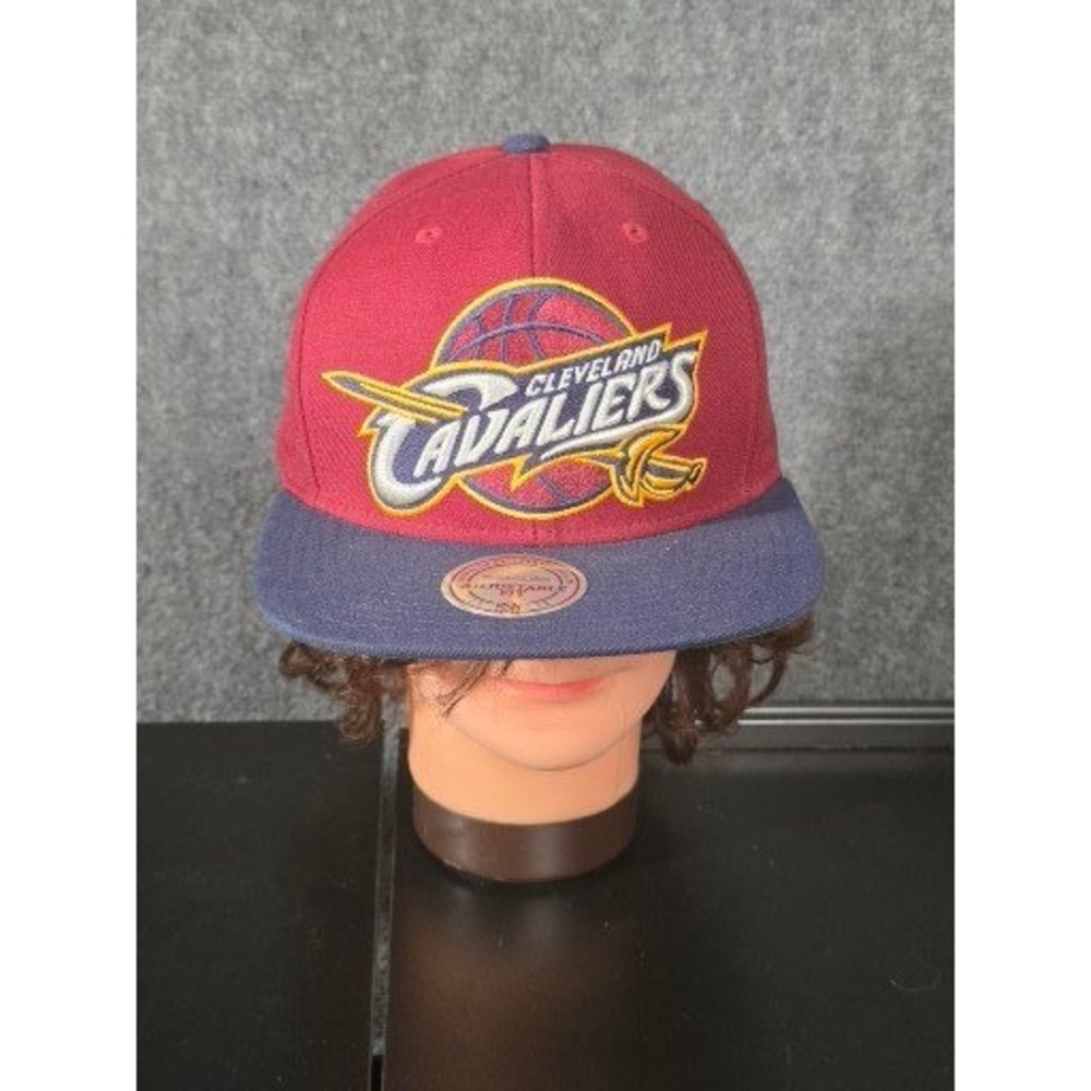 Mitchell & Ness Cleveland Cavaliers NBA Snapback Hat Wine Navy‎ Blue Adjustable